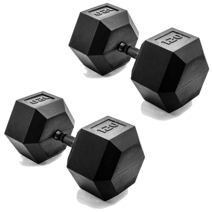 Rubber Hex Dumbbells with Comfort Grip Handles