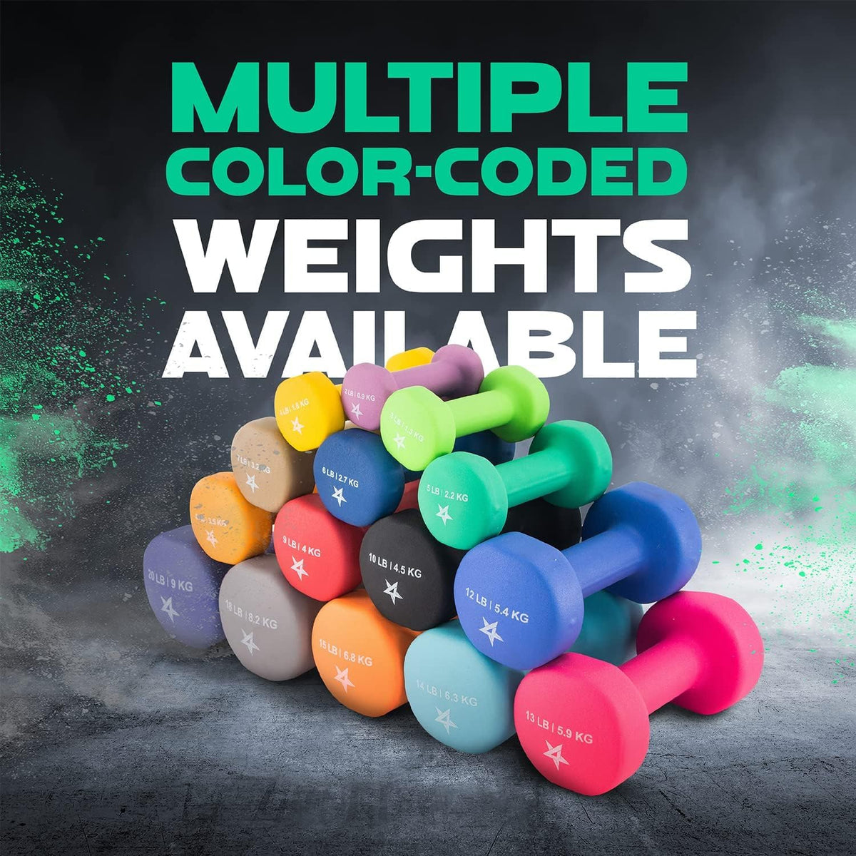 Neoprene Dumbbell Set with Non-Slip Grip, 10 Lbs