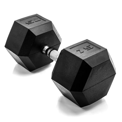 Rubber Hex Dumbbell with Chrome Comfort Grip