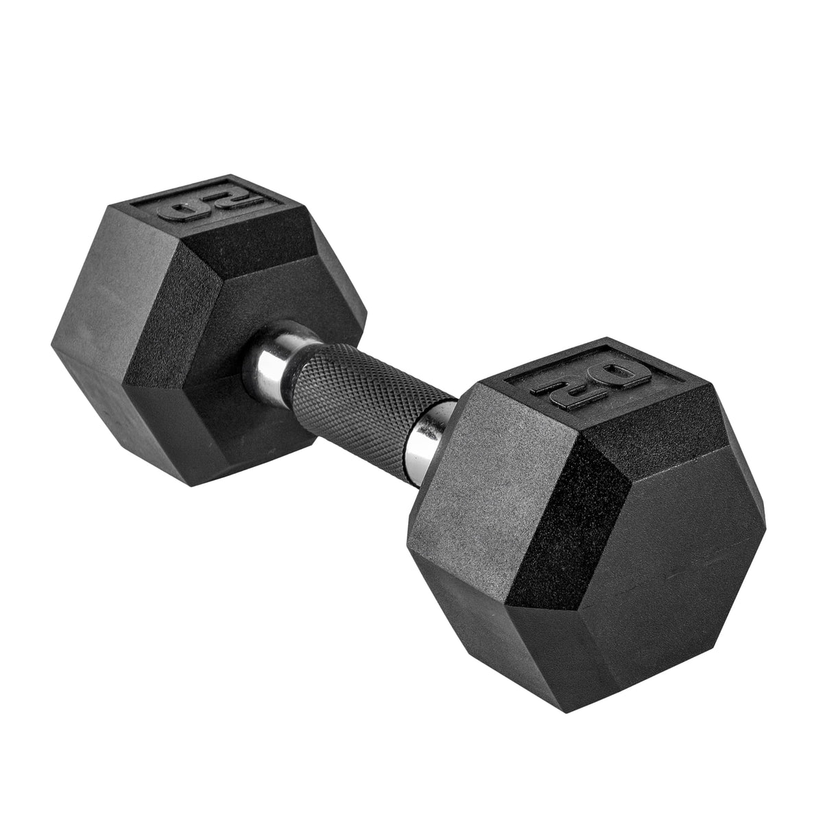 Rubber Hex Dumbbell with Chrome Comfort Grip