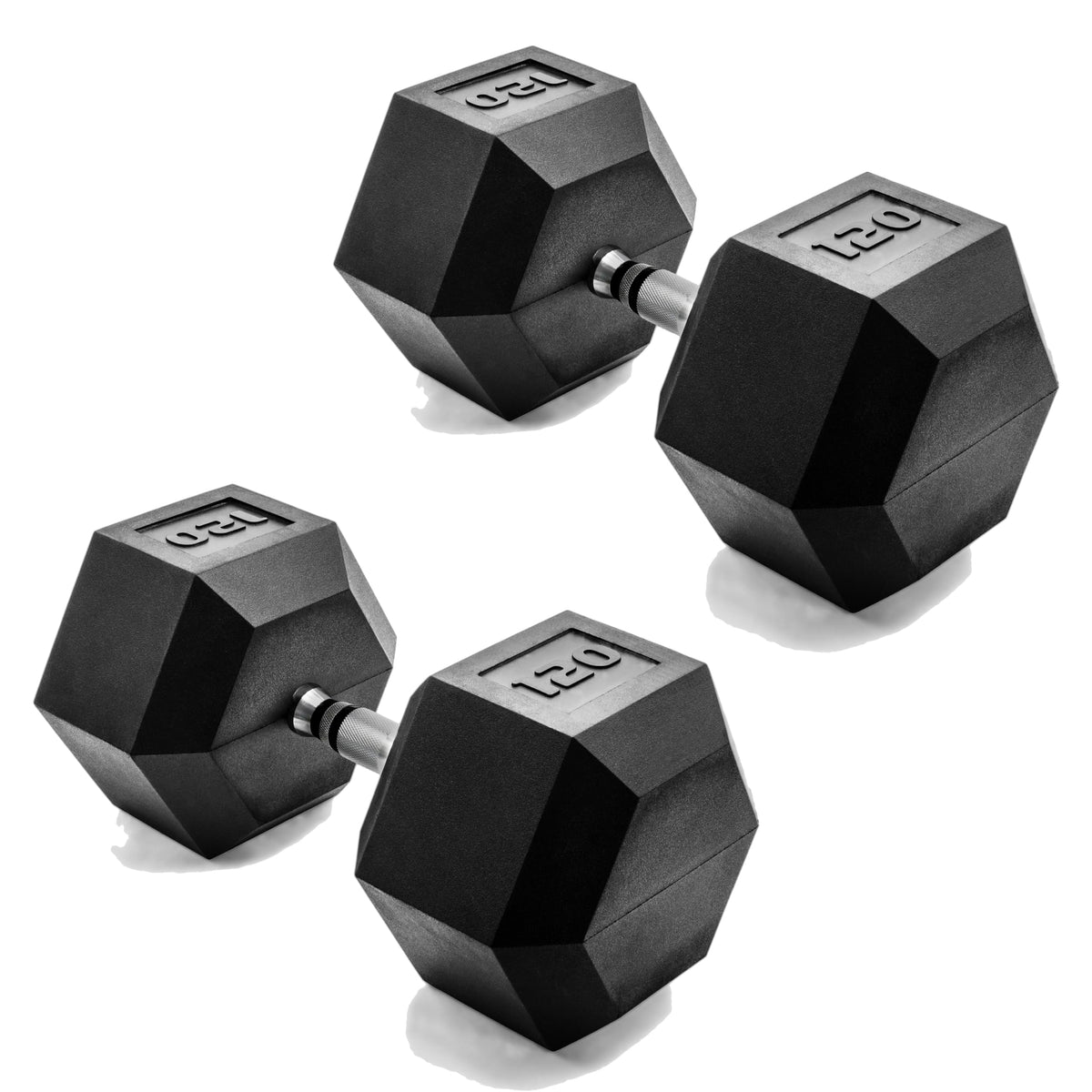 Rubber Hex Dumbbells with Comfort Grip Handles