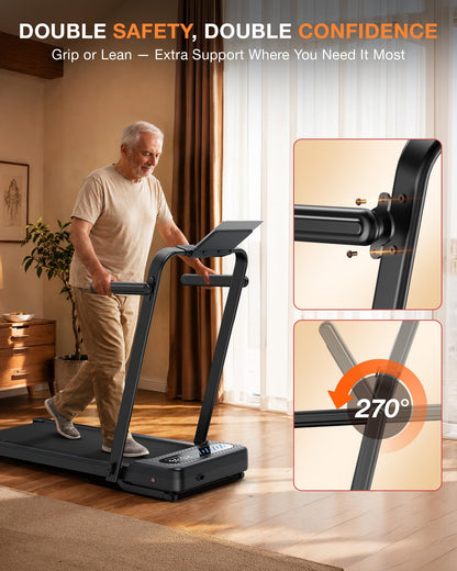 Auto-Incline Walking Pad with Support Handlebar