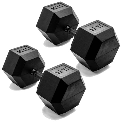 Rubber Hex Dumbbells with Comfort Grip Handles