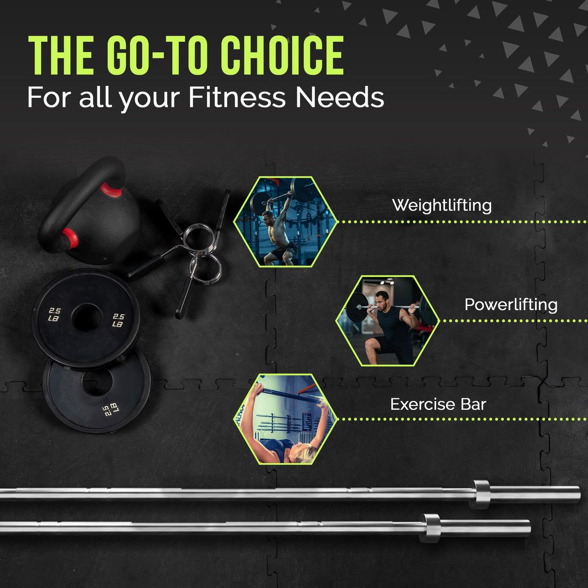 6FT Olympic Training Barbell with 300LB Capacity