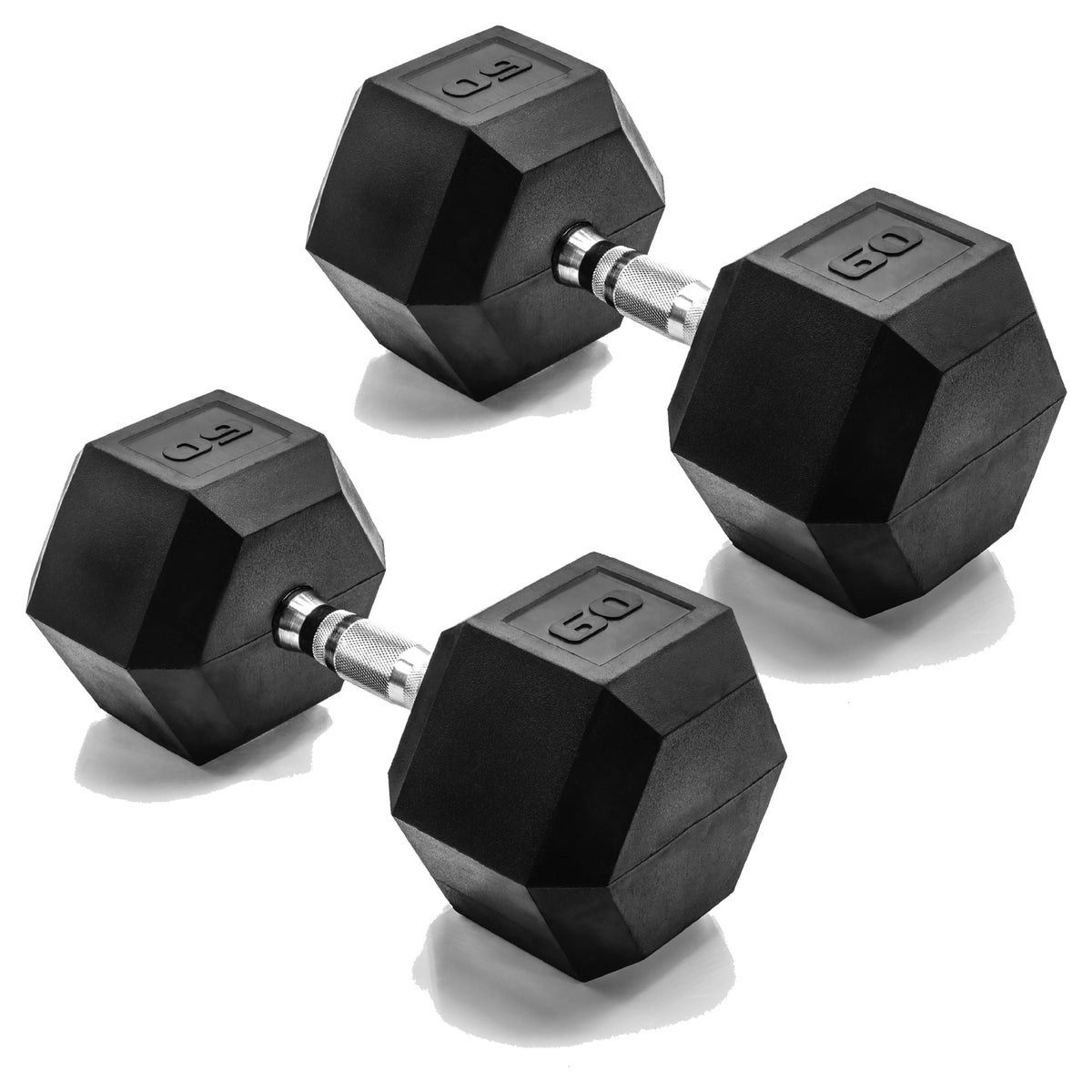 Rubber Hex Dumbbells with Comfort Grip Handles