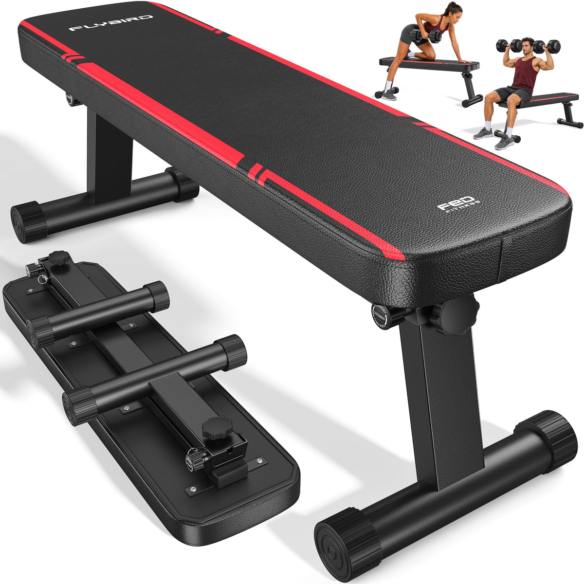 1000LB Foldable Flat Bench with Dual-Lock Support