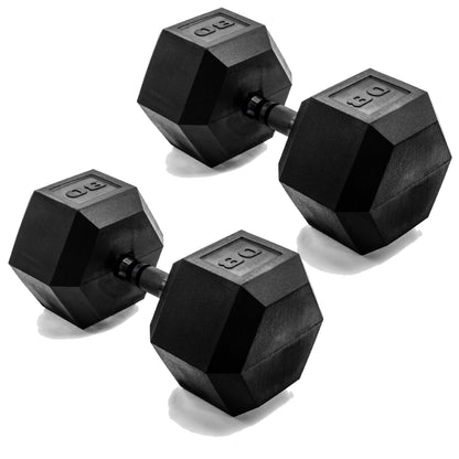 Rubber Hex Dumbbells with Comfort Grip Handles