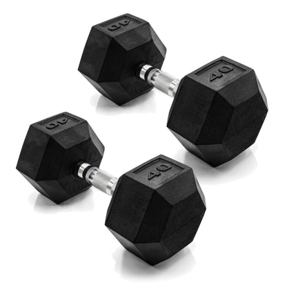 Rubber Hex Dumbbells with Comfort Grip Handles
