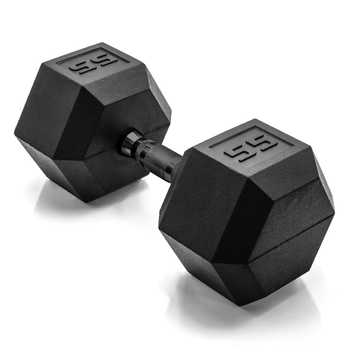 Rubber Hex Dumbbell with Chrome Comfort Grip