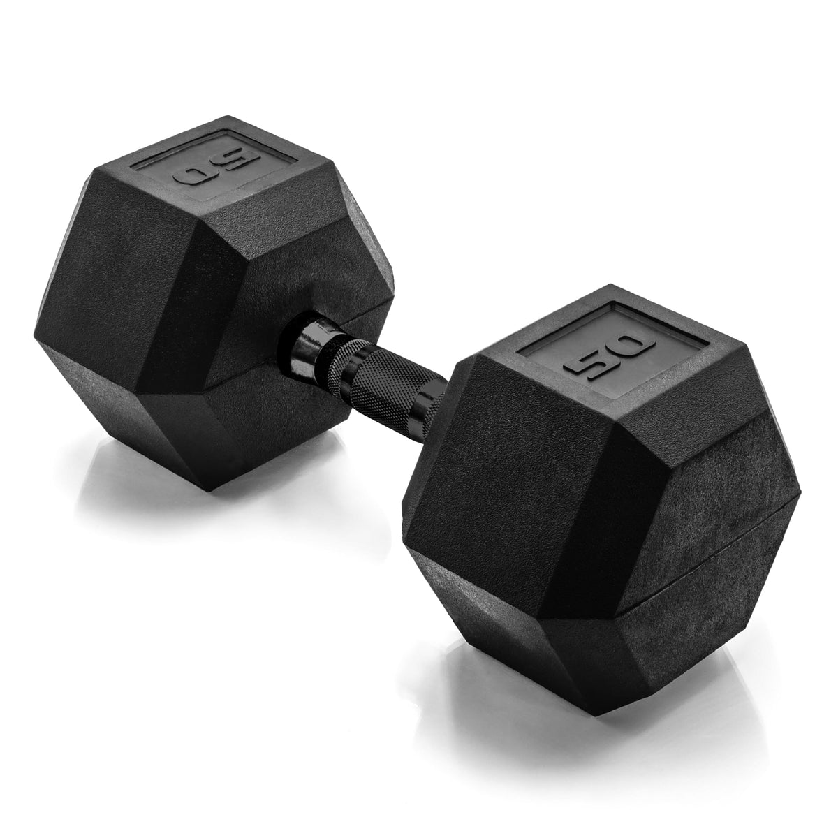 Rubber Hex Dumbbell with Chrome Comfort Grip