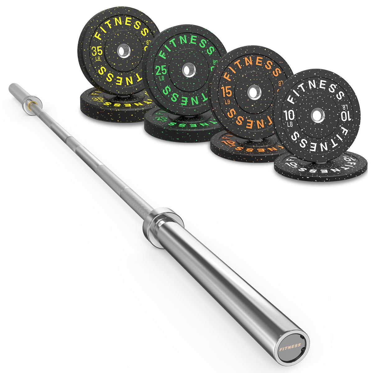 Olympic Barbell Set with Bumper Plates & Rack