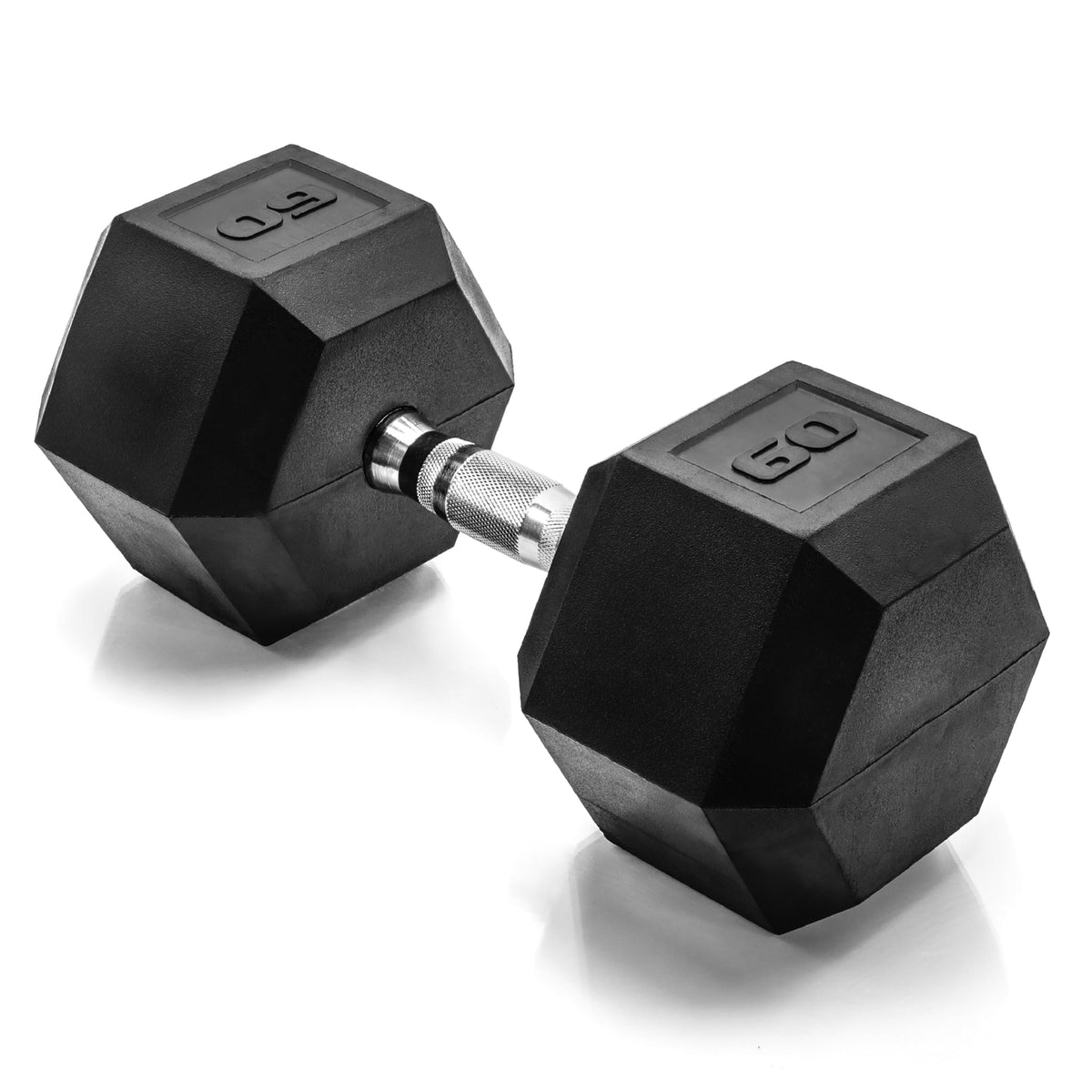 Rubber Hex Dumbbell with Chrome Comfort Grip