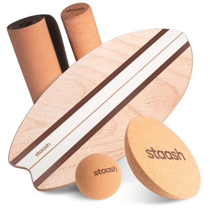 Birch Wood Balance Board Kit with Cork Roller