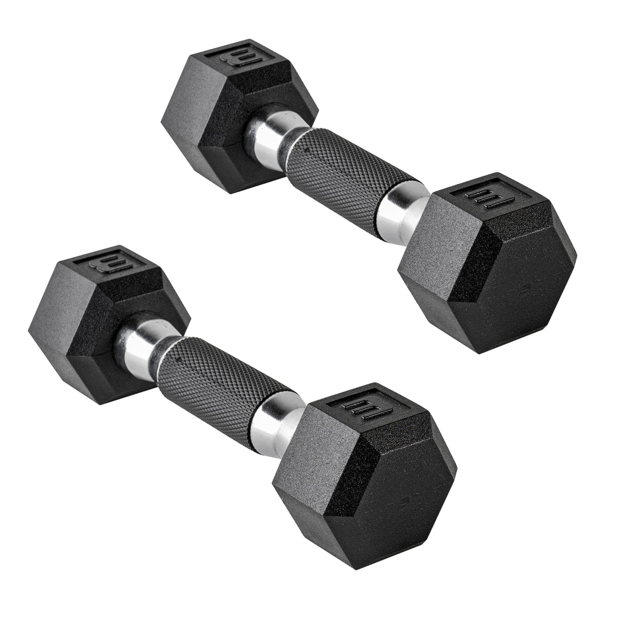 Rubber Hex Dumbbells with Comfort Grip Handles