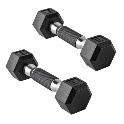 Rubber Hex Dumbbells with Comfort Grip Handles