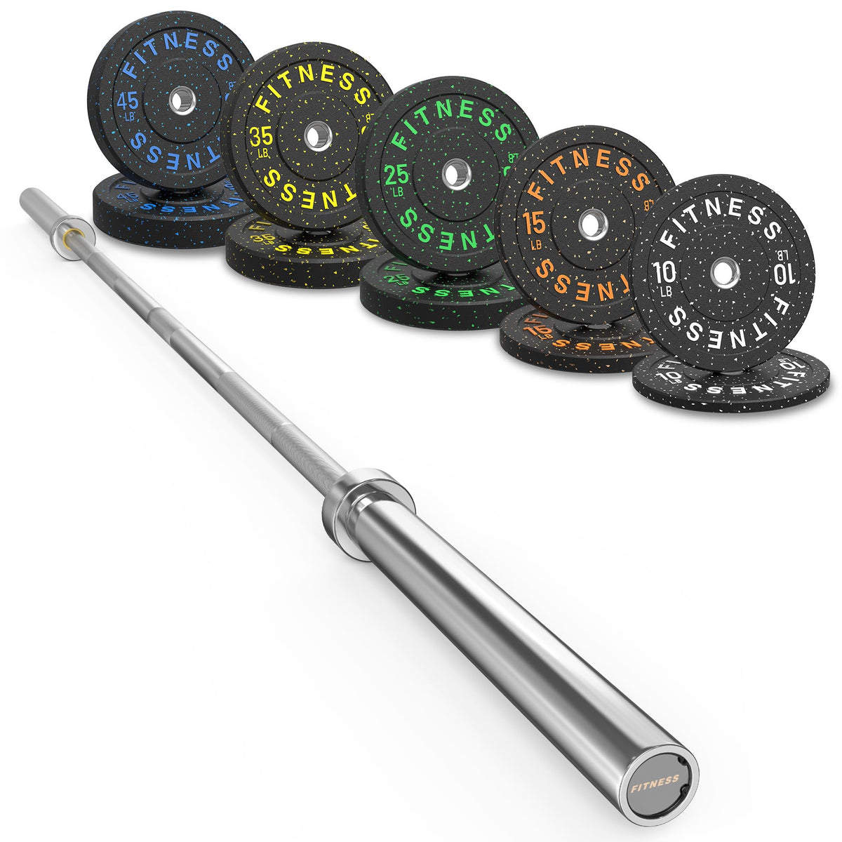 Olympic Barbell Set with Bumper Plates & Rack