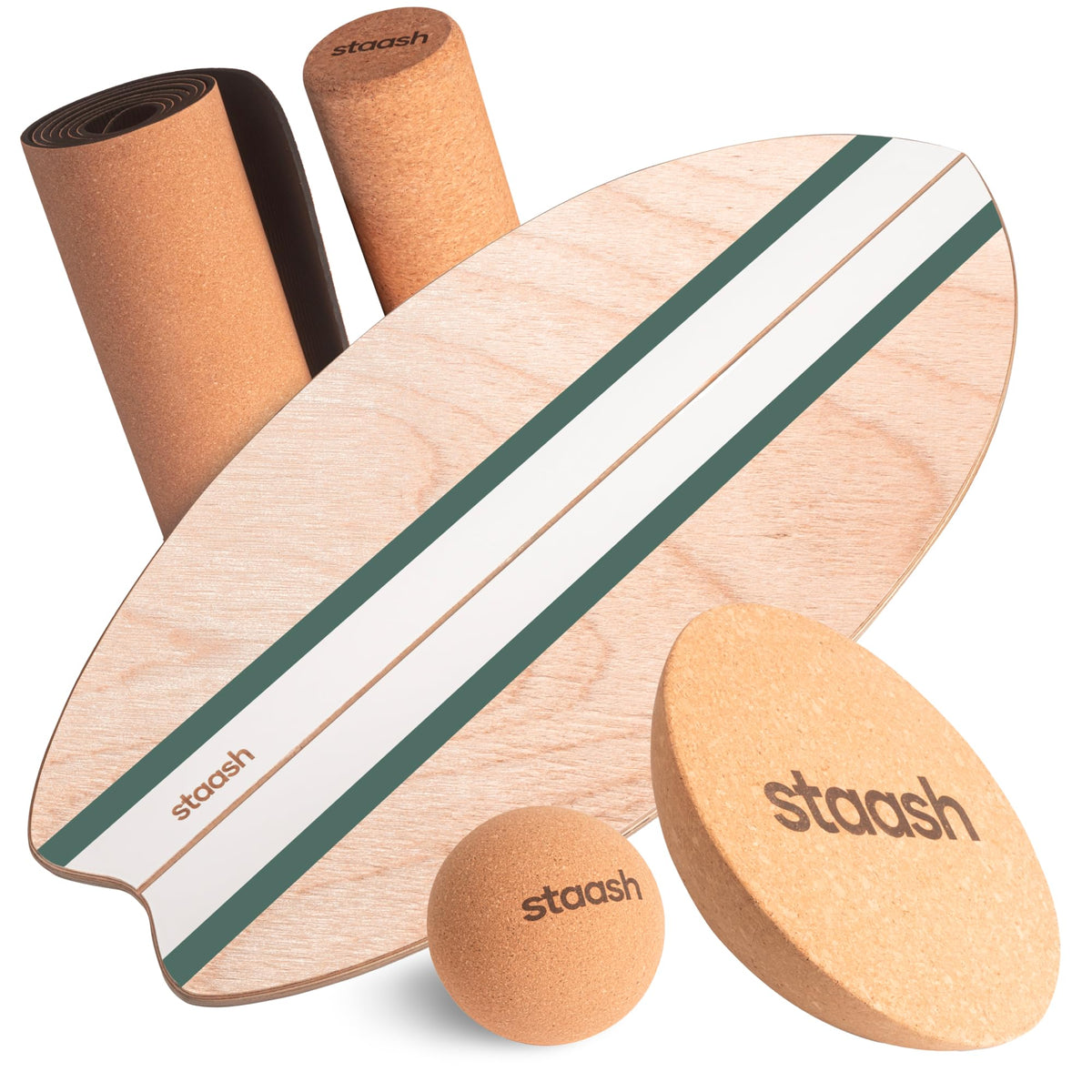 Birch Wood Balance Board Kit with Cork Roller