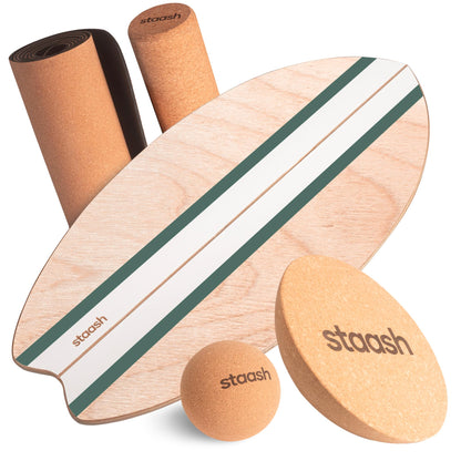 Birch Wood Balance Board Kit with Cork Roller