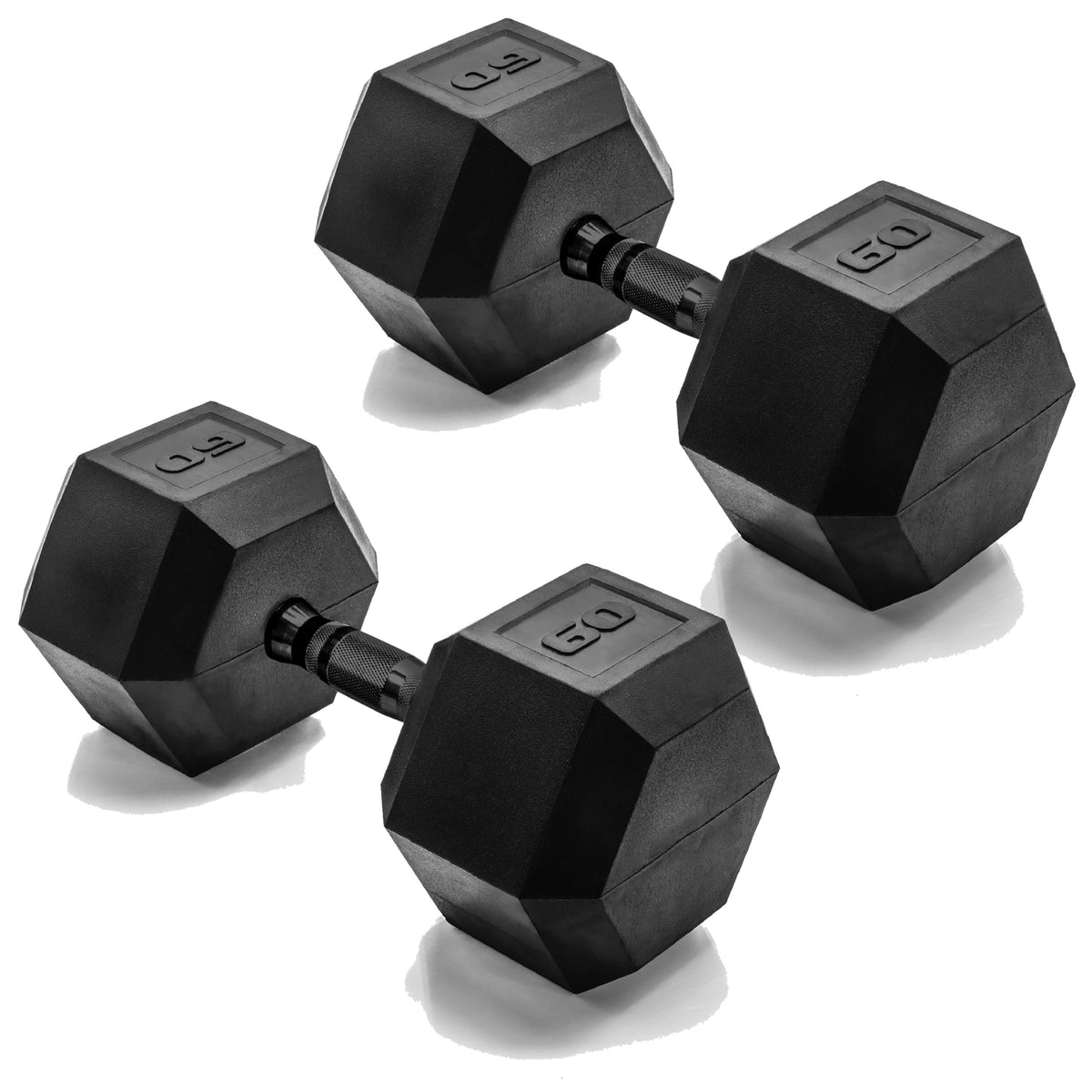 Rubber Hex Dumbbells with Comfort Grip Handles