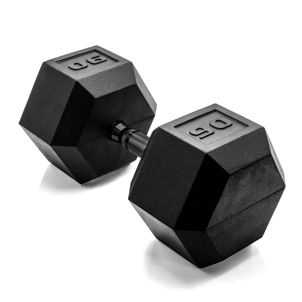 Rubber Hex Dumbbell with Chrome Comfort Grip
