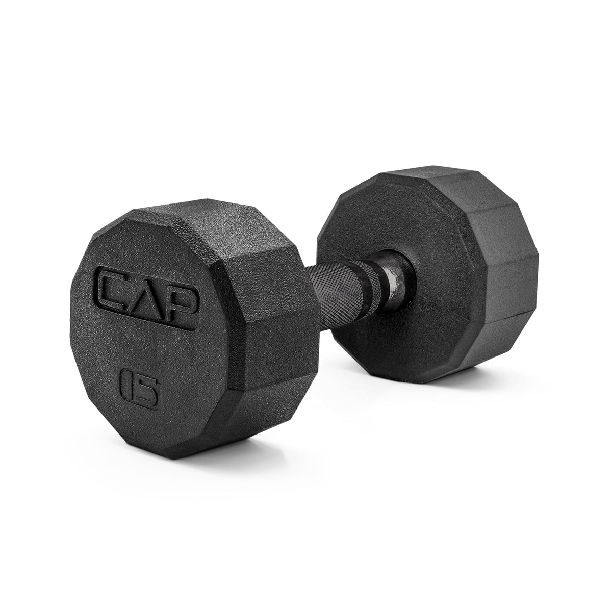 Rubber Hex Dumbbell with Chrome Comfort Grip