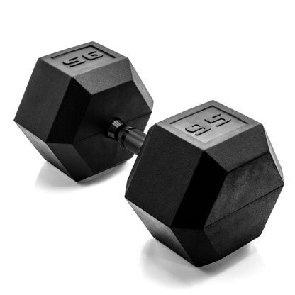 Rubber Hex Dumbbell with Chrome Comfort Grip