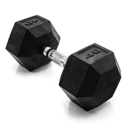 Rubber Hex Dumbbell with Chrome Comfort Grip