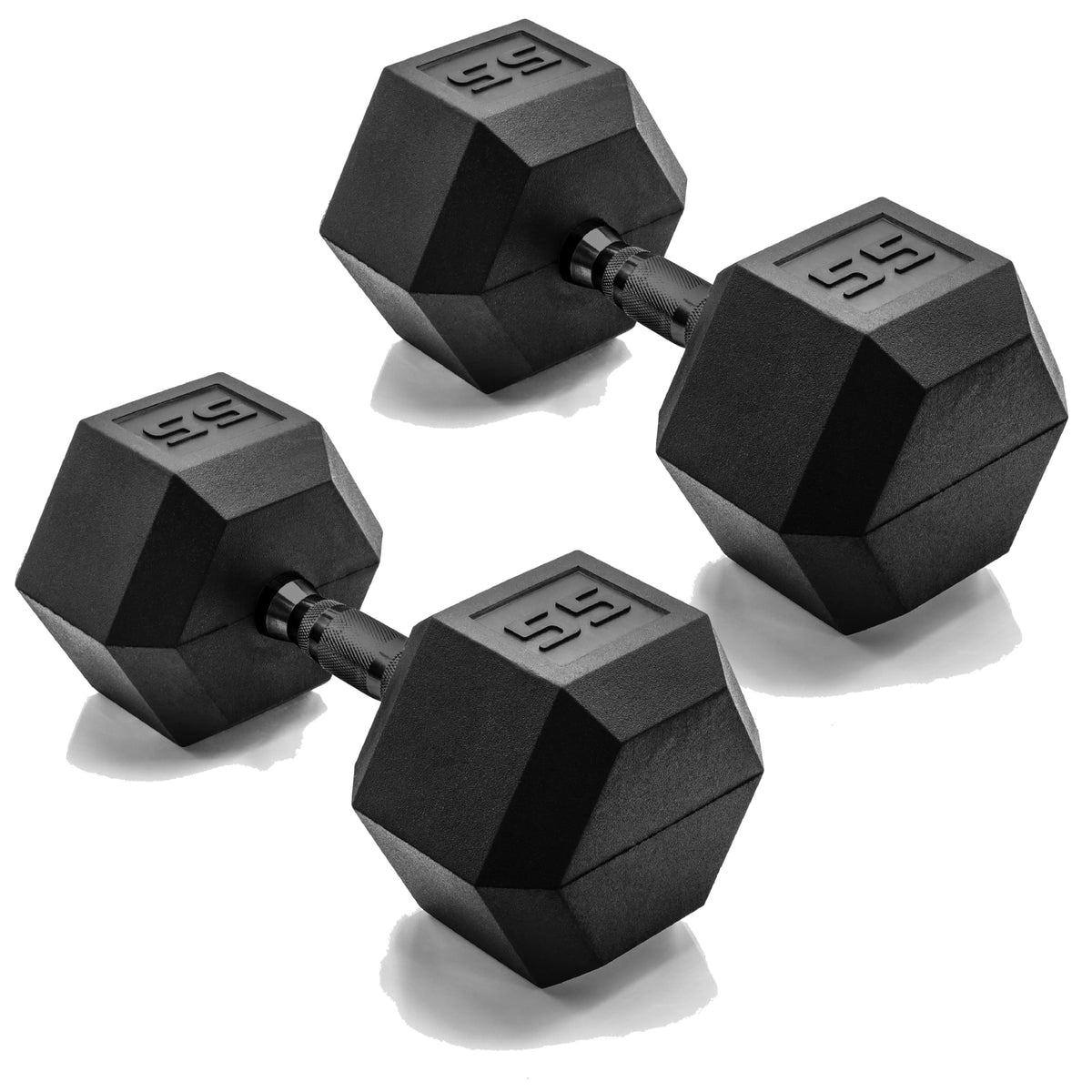 Rubber Hex Dumbbells with Comfort Grip Handles