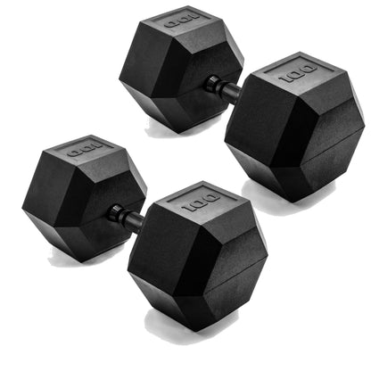 Rubber Hex Dumbbells with Comfort Grip Handles