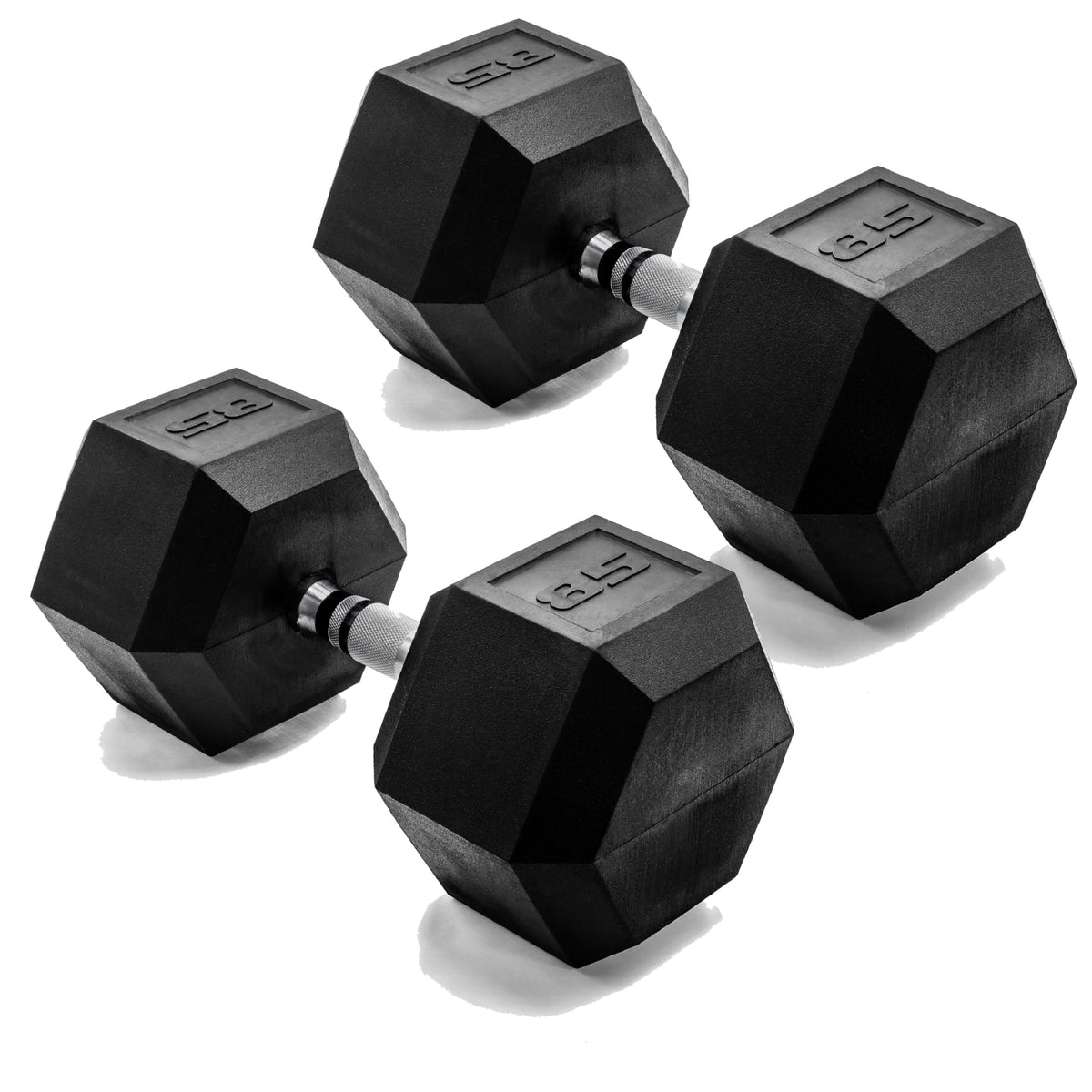 Rubber Hex Dumbbells with Comfort Grip Handles
