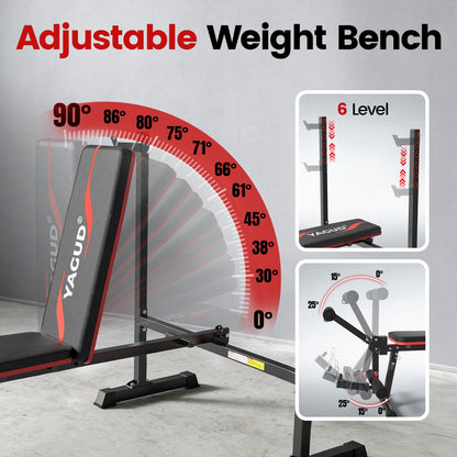 880LB Adjustable Weight Bench Set with Barbell Rack