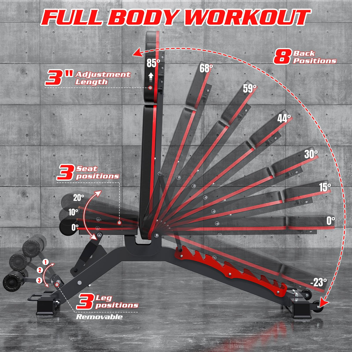 1200LB Adjustable Weight Bench for Full-Body Training