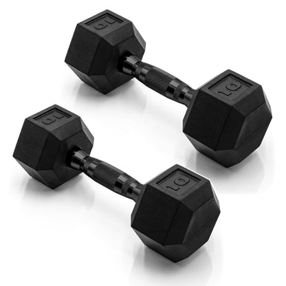 Rubber Hex Dumbbells with Comfort Grip Handles