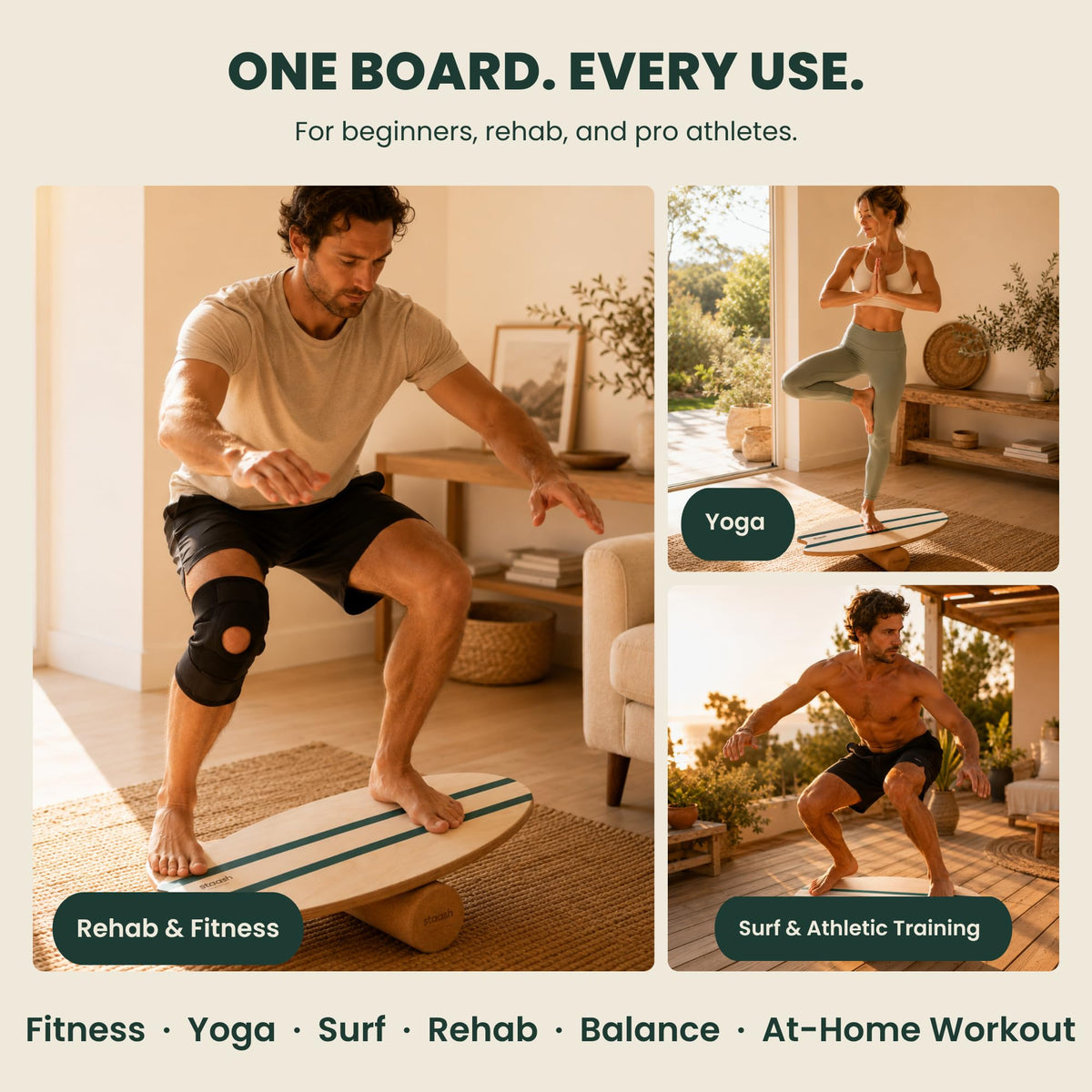 Birch Wood Balance Board Kit with Cork Roller