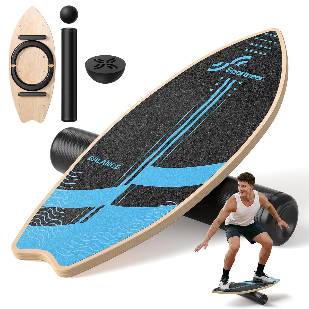 8-in-1 Wooden Balance Board for Surf Training