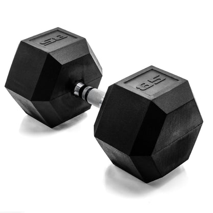 Rubber Hex Dumbbell with Chrome Comfort Grip