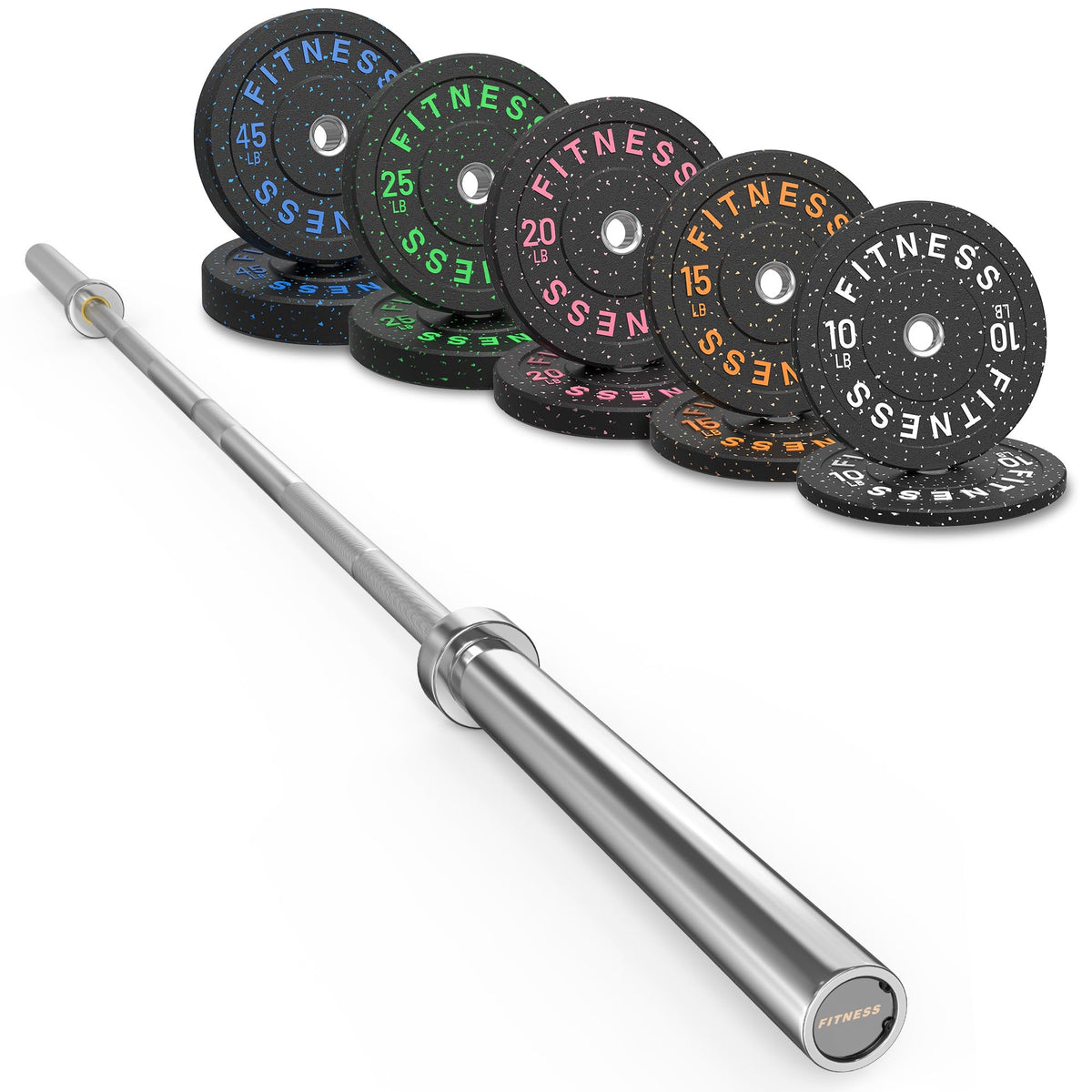 Olympic Barbell Set with Bumper Plates & Rack