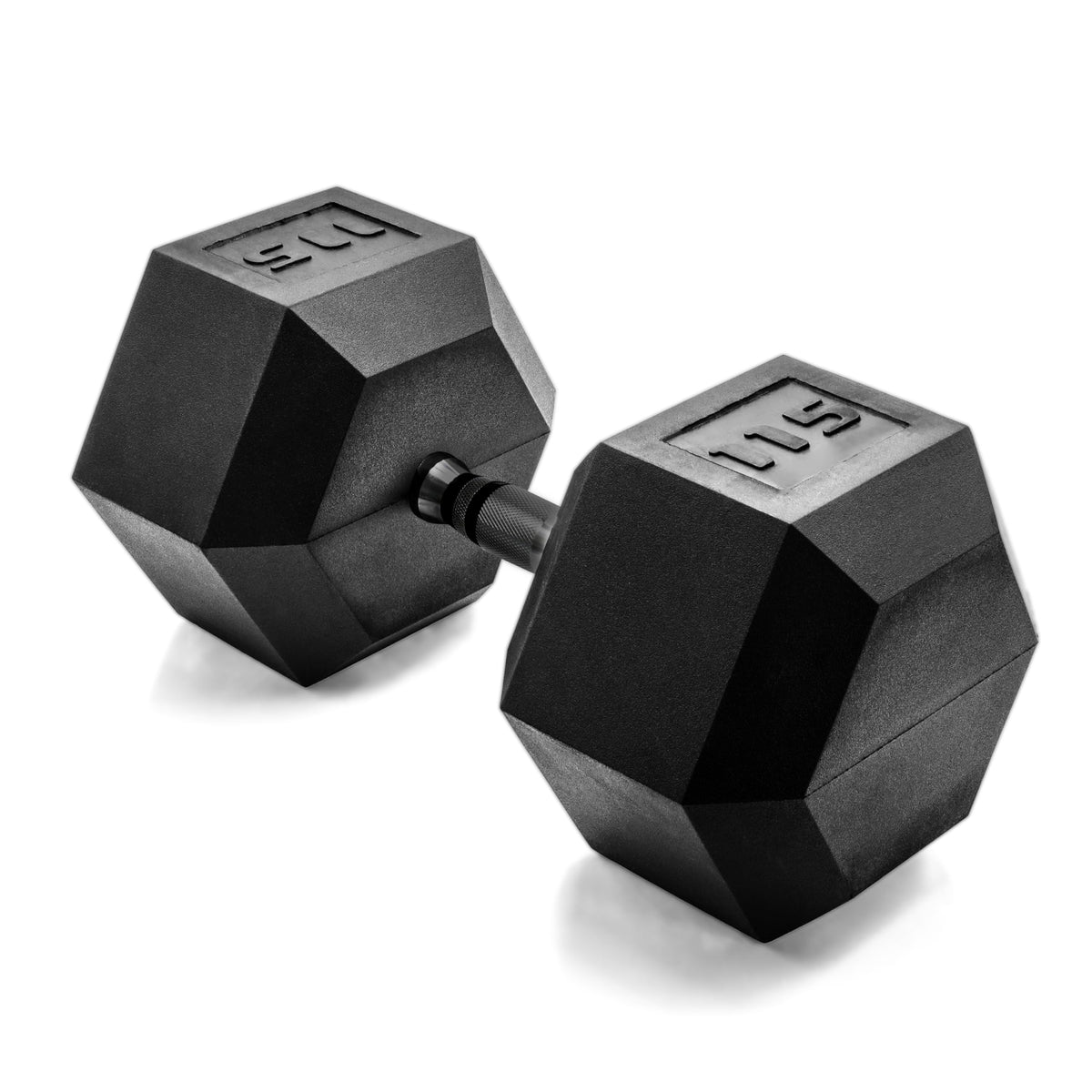 Rubber Hex Dumbbell with Chrome Comfort Grip