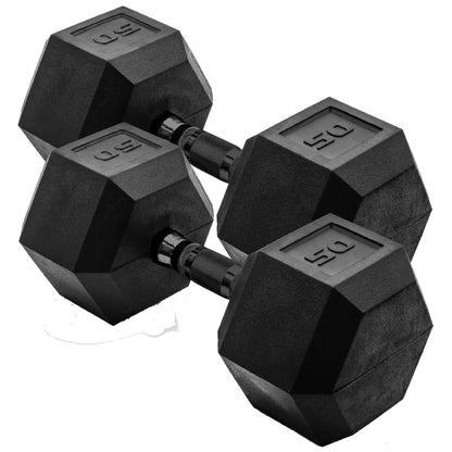 Rubber Hex Dumbbells with Comfort Grip Handles