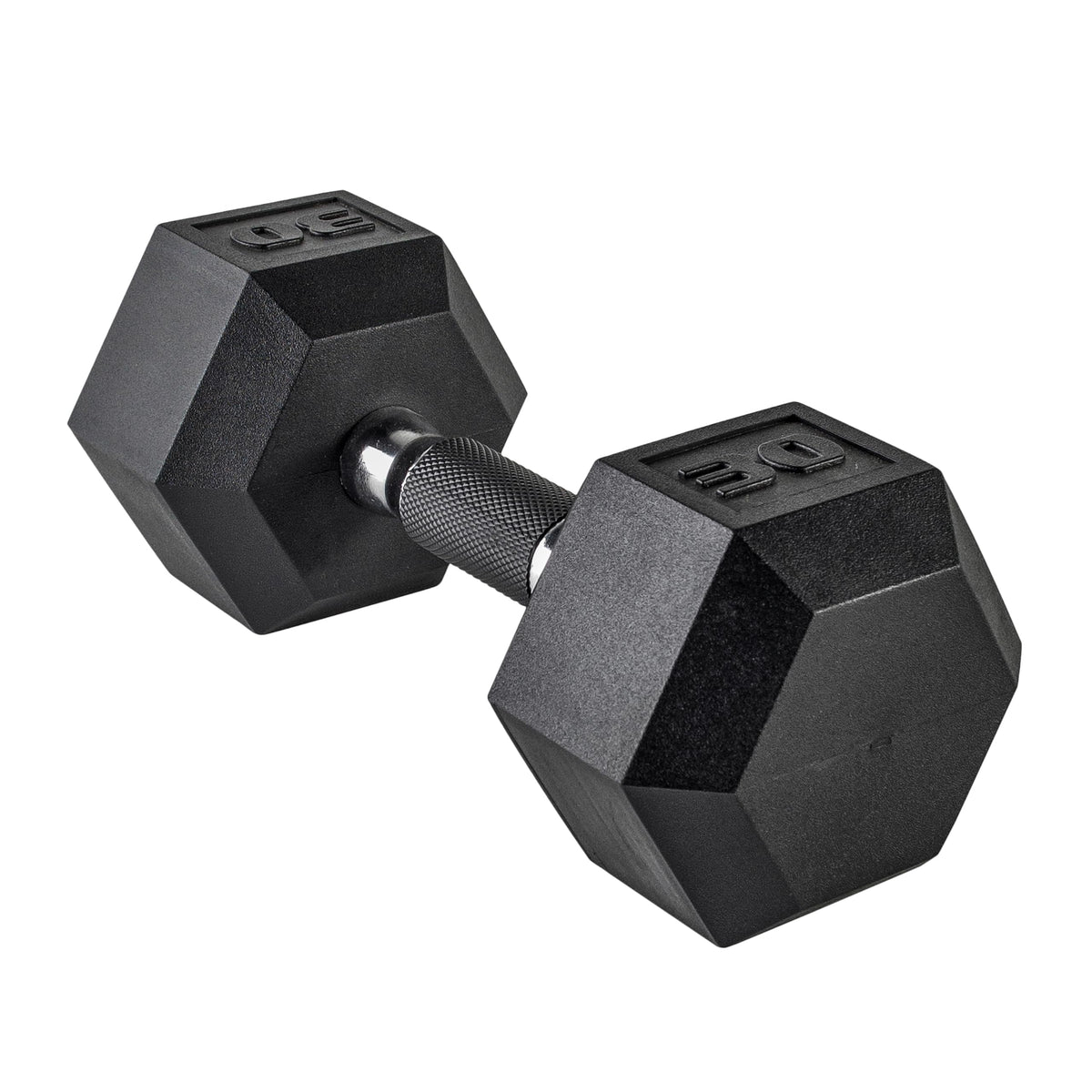 Rubber Hex Dumbbell with Chrome Comfort Grip