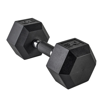 Rubber Hex Dumbbell with Chrome Comfort Grip