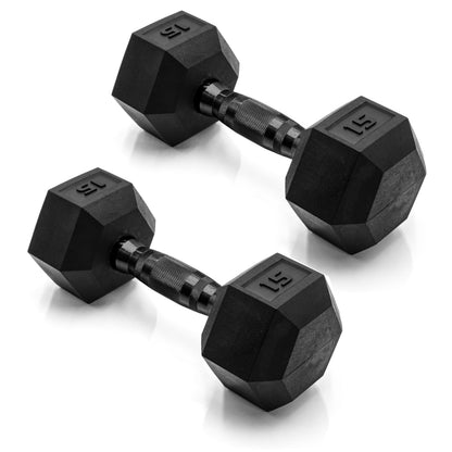 Rubber Hex Dumbbells with Comfort Grip Handles