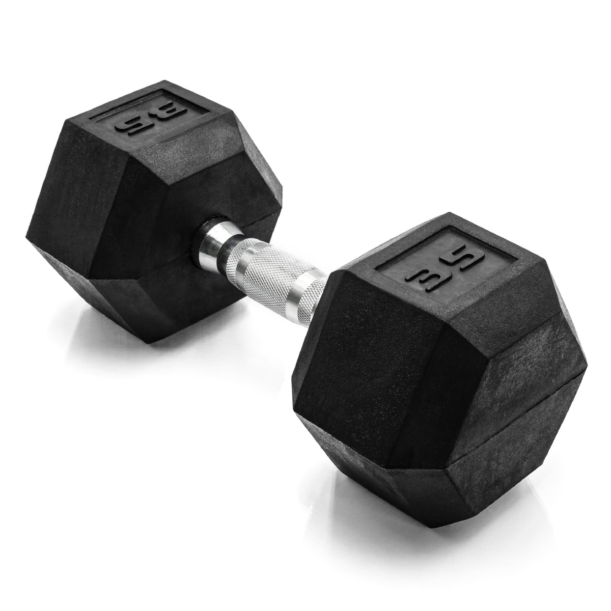 Rubber Hex Dumbbell with Chrome Comfort Grip