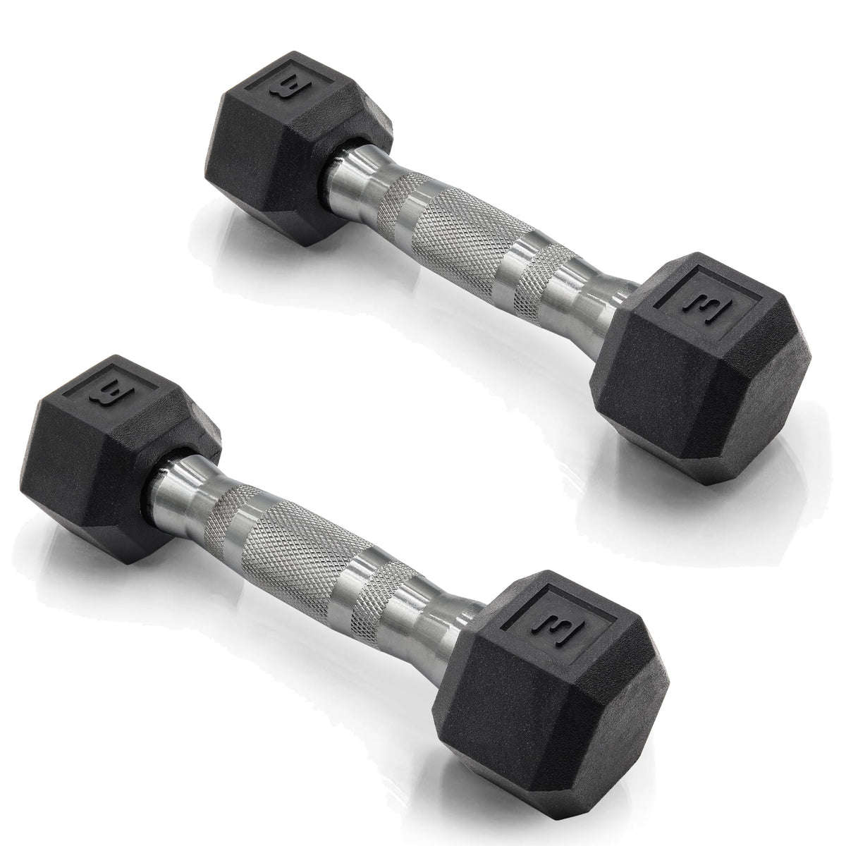 Rubber Hex Dumbbells with Comfort Grip Handles