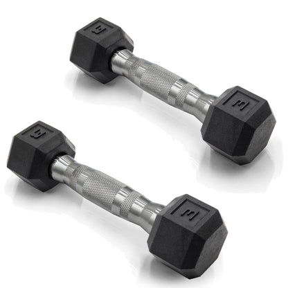Rubber Hex Dumbbells with Comfort Grip Handles