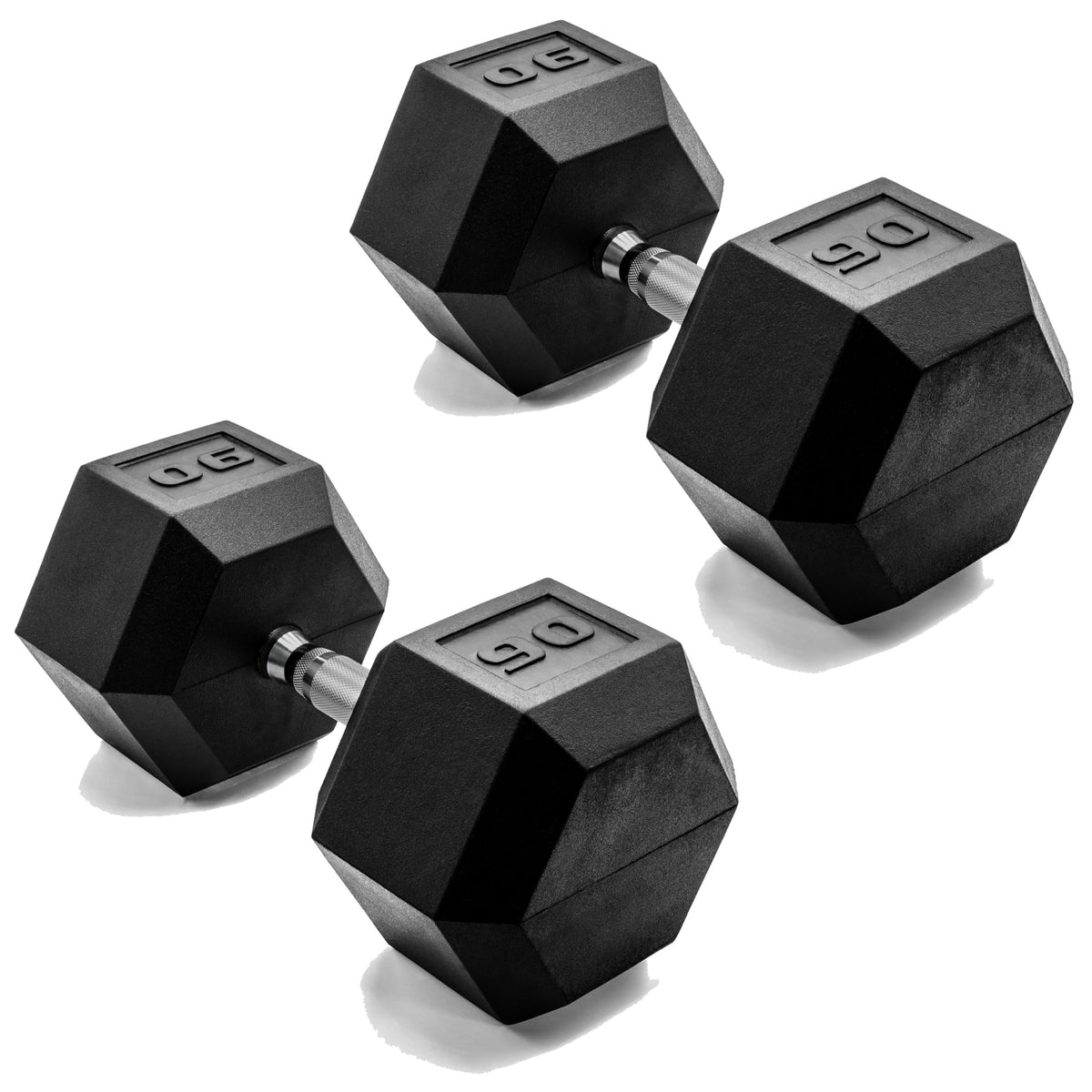 Rubber Hex Dumbbells with Comfort Grip Handles