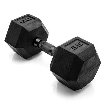 Rubber Hex Dumbbell with Chrome Comfort Grip