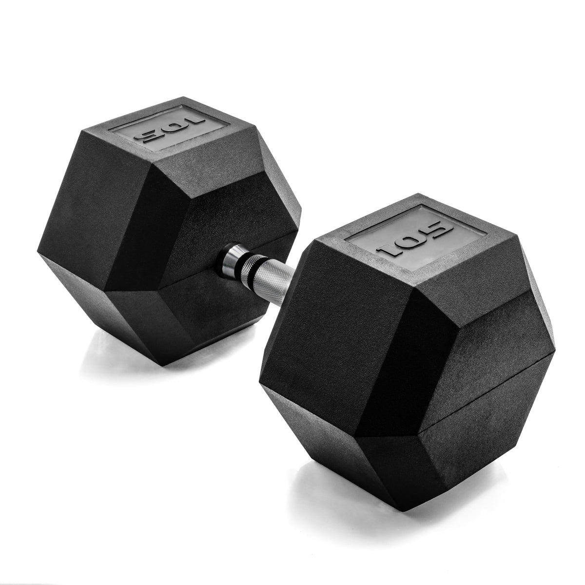 Rubber Hex Dumbbell with Chrome Comfort Grip