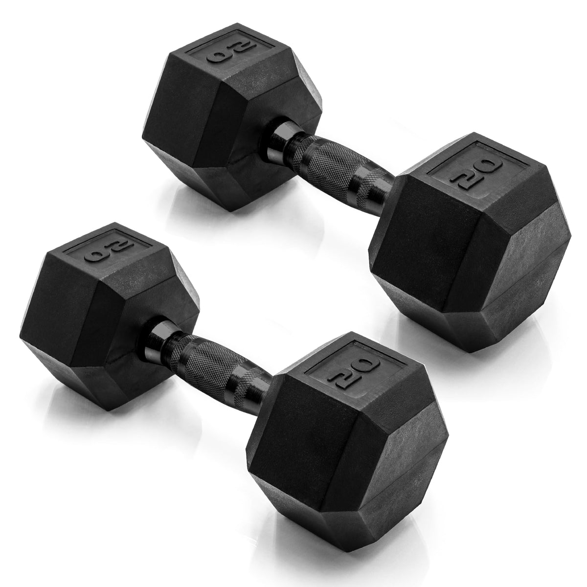 Rubber Hex Dumbbells with Comfort Grip Handles