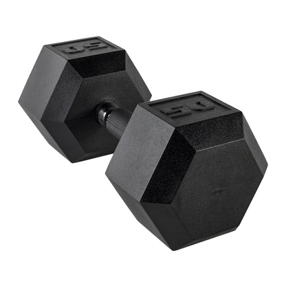 Rubber Hex Dumbbell with Chrome Comfort Grip